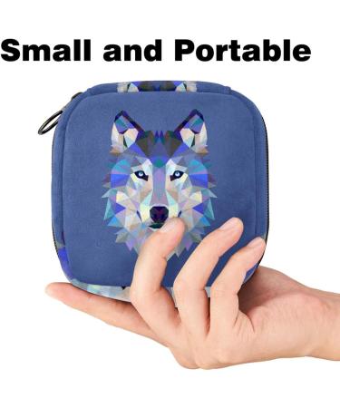 Stylish Wolf Hipster Storage Bags for Women's Bandages | Portable Menstrual Pad & Tampon Holder | Multicolored Blue Pattern for School & Office - Buy Online on GoSupps.com
