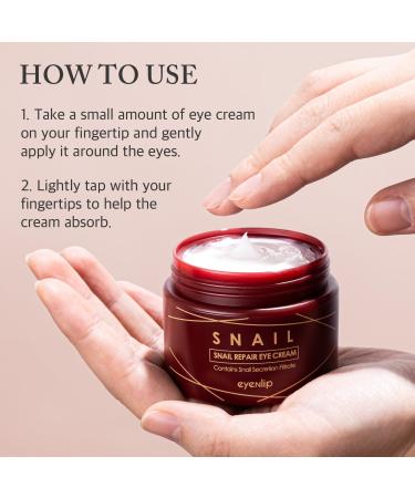 eyeNlip Snail Repair Eye Cream 1.01 fl oz - Anti-Aging & Hydrating Eye Cream with Snail Mucin Peptides and Niacinamide to Improve Skin Texture and Resilience Korean Skincare - Buy Online on GoSupps.com