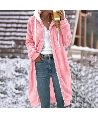 Buy Hanxiulin Oversized Plush Hoodie Jacket - Women's Fleece Winter Coat | Warm Outdoor Outerwear in XXL Pink - Buy Online on GoSupps.com