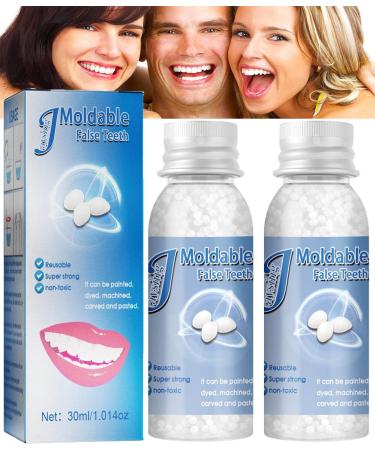 False Teeth Tooth Repair Granules Temporary Tooth Repair Kits DIY Moldable - Temporary Tooth Repair Beads Tooth Bonding Kit for Fix The Missing and Broken Tooth Instantly Confident Smile (2PC)