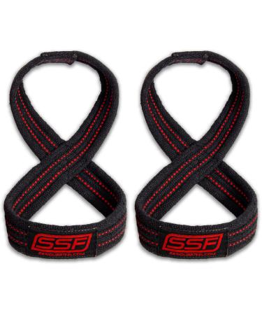 SERIOUS STEEL FITNESS Figure 8 Straps | Deadlift Straps | Heavy Duty Lifting Straps | Strongman Axle Straps - 3 Sizes Black (80 CM - Axle Bars)