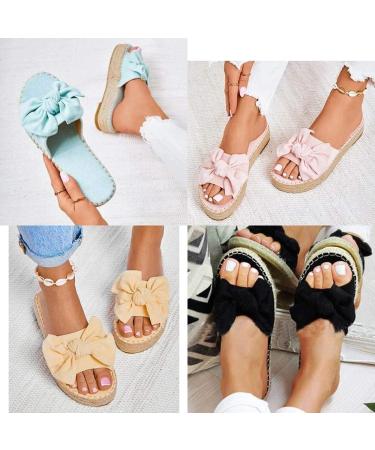 Creev Women's Bowknoted Sandals - Comfortable Summer Plateau Sandals for Beach | Open Toe Breathable Weave Casual Shoes in Black (EU Sizes 36 39 41) - Buy Online on GoSupps.com