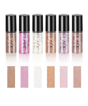 VOLLUCK 6 Colors Liquid Glitter Eyeliner  Metallic Shimmer Glitter Eyeshadow  Long Lasting Waterproof Sparkling Eyeliner Eye Shadow 04
