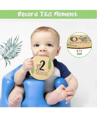 Baby Monthly Milestone Cards KAMHBE 7 Pcs Wooden Baby Milestone Cards with 8 Pcs Festival Milestone Stickers Double Printed Baby First Year Growth Photo Props Baby Shower Gifts - Buy Online on GoSupps.com