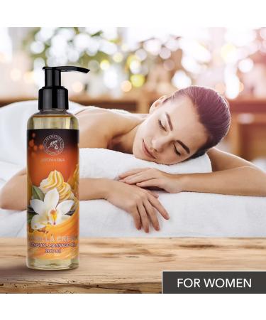 Buy Sensual Massage Oil Vanilla Cream 200ml - Edible & Kissable Body Oil with Almond & Grape Seed Oil for Relaxation - Buy Online on GoSupps.com