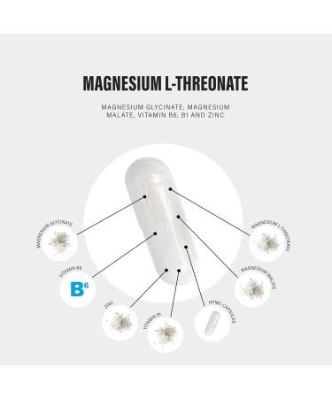 Magnesium L-Threonate 2000mg -120 Capsules - Added Magnesium Glycinate 750mg - Added Magnesium Malate 750mg - Added Vitamin B6 B1 and Zinc - Magnesium Complex - Buy Online on GoSupps.com