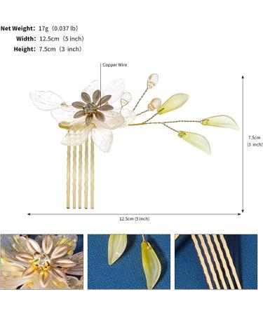 Bridal Wedding Hair Comb Bridal Headdress Resin Hair Comb Pearl Comb Bride Hair Wedding for Women and Girls 12.5x7.5cm Gold - Buy Online on GoSupps.com