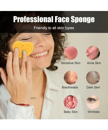 50-Count Compressed Natural Facial Sponges - Reusable Exfoliating and Makeup Removal Sponge Set with Storage Jar - Yellow - Buy Online on GoSupps.com
