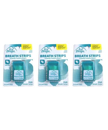 3 Pack - Ice Drops Breath Strips with Blast of Icy Mint (Sugar Free)