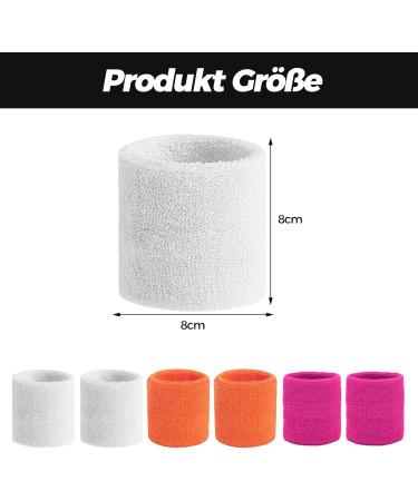 Viky 6-Piece Fitness Welding Bands for Kids | Absorbing Cotton Wrist Tapes for Football Basketball & Tennis | White Orange & Pink | 8cm x 8cm - Buy Online on GoSupps.com