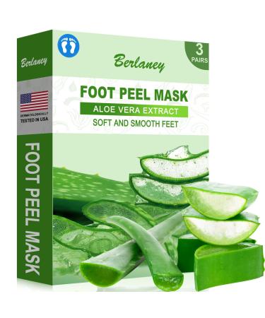 Masque Pieds Exfoliant 3 Paires Soin pour Pieds Secs Talons Fendus Callosit s Retire la Peau Morte Pieds Doux Spa la Maison ou Voyage(Aloe Vera)