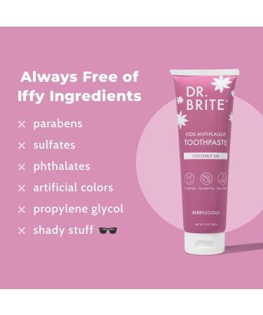 Dr. Brite Natural Kids Antiplaque Toothpaste - Fluoride & Sulfate Free (3-Pack) - Berrylicious Flavor - Buy Online on GoSupps.com
