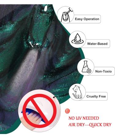 Chameleon Nail Polish - Holographic Glitter Nail Polish - Shimmer Chrome Nail Art Varnish - Quick Dry Nail Varnish - Long-lasting Nail Polish for Manicure DIY at Home - No Need Baking green - Buy Online on GoSupps.com