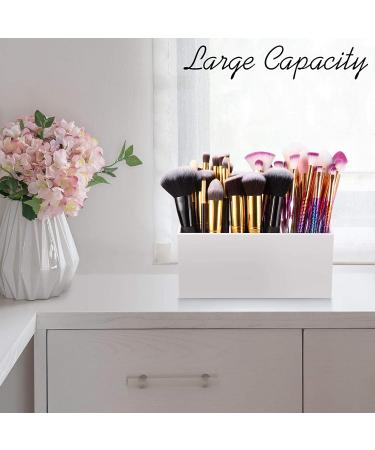 Makeup Brush Holder Organizer - 3 Slot Cosmetic Brushes Container for Vanity (White) - Buy Online on GoSupps.com