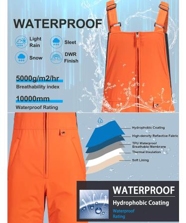 GEMYSE Men's Waterproof Ski Bib Overalls - Insulated Snow Pants | Classic Orange Black - Medium - Buy Online on GoSupps.com