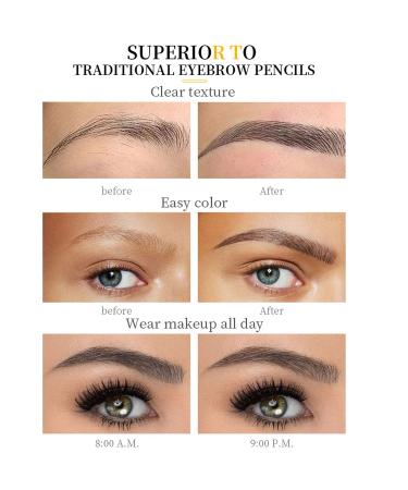 Long-Lasting Waterproof Eyebrow Pen - Smudge-Proof Dark Brown Liquid Makeup for Women | Tilted-Pronged Tip for Natural Eyebrows - Buy Online on GoSupps.com