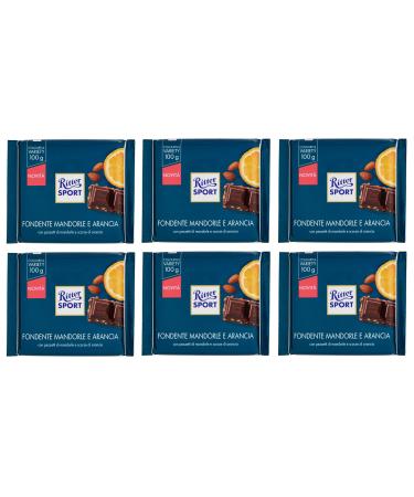 Italian Gourmet E.R. Ritter Sport Pack of 6 dark chocolate fondant cakes with almond and orange 100g