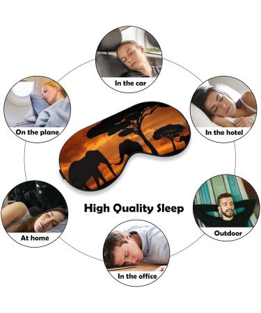 Africa Elephant Sunset Landscape Sleep Mask - Adjustable Strap, Blocks Light for Night Travel - Men Women Blindfold for Sleeping - Buy Online on GoSupps.com