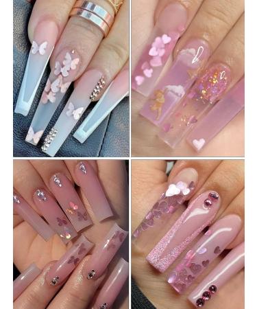 12 Grids Holographic Nail Glitter Set for Acrylic Nails - Butterfly Flower Heart Rabbit Pink Gold Sequins for Valentine's Day Nail Decoration - Buy Online on GoSupps.com