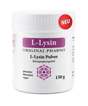 Original Pharno L-Lysine Powder 150g - 100% Pure Lysine Essential Amino Acid Highly Dosed Vegan Good Solubility & Tasteless - For Drinks & Smoothies Without Additives - Original Pharno