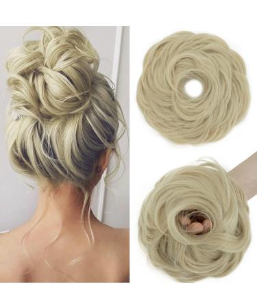 S-Noilite hair pieces for women hair scrunchies thick messy bun hair bun updo Chignons ponytail extenions - Bleach Blonde 613C