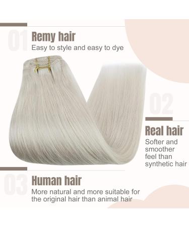 FSHINE Platinum Blonde Clip-In Hair Extensions - 45cm Real Human Hair 120g Full Head Smooth & Easy to Use (#1000) - Buy Online on GoSupps.com