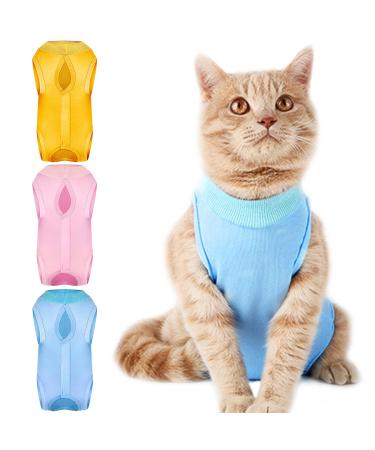 3Pcs Cat Recovery Suit for Abdominal Wounds and Skin Diseases Cat Onesie for Cats After Surgery Wear Anti Licking Classic Pattern Large