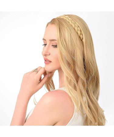 DIGUAN Synthetic Hair Braided Headband - Classic Chunky Wide Plaited Braids | Elastic Stretch Hairpiece for Women & Girls | 55g - Dark Brown - aHairBeauty - Buy Online on GoSupps.com