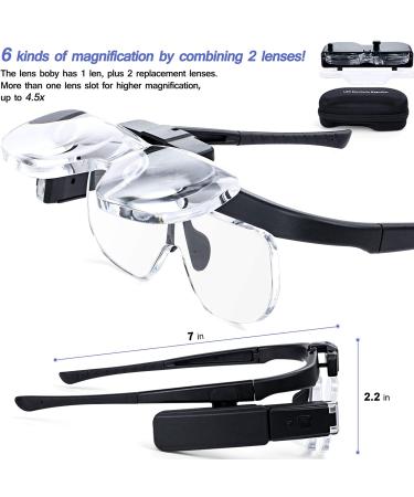 JUOIFIP Rechargeable Headband Magnifying Glasses with Adjustable Lamp - Double Slot Lighted Magnifier for Reading, Jewelry Repair, and Close Work (Up to 4.5X) - Buy Online on GoSupps.com