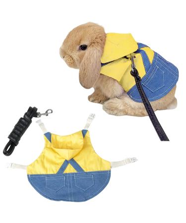 Adjustable soft rabbit dishes pet rabbit dishes rabbit dishes leash set adjustable rabbit leash for small animals rabbits cats guinea pig (m yellow) yellow m