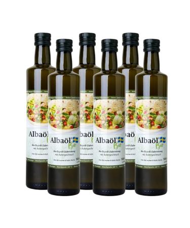 Alba l ALBA L Bio - Preparation of Swedish rapeseed oil with organic butter taste in a 500 ml bottle I Versatile - In hot and cold cooking (6 x 500 ml)