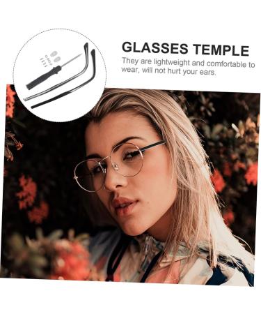 Lurrose 4-Piece Glasses Repair Set - Universal Replacement Arms for Men & Women - Sunglasses Accessories with Metal Plates - Black (2pcs 13.3x0.6cm) - Buy Online on GoSupps.com