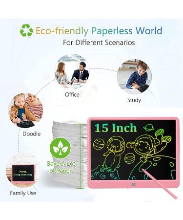 DEECAM 15-Inch Pink LCD Writing Board for Kids | Reusable Educational Tablet with Locking Function | Perfect Gifts for Boys & Girls - Buy Online on GoSupps.com