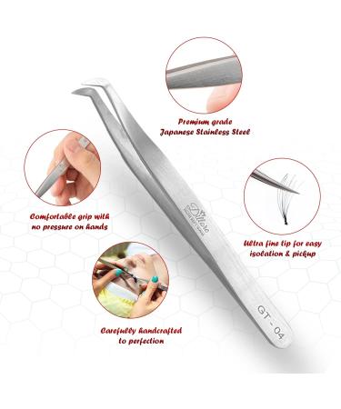 Dillore Lash Tweezers Set - 5 Professional Stainless Steel Precision Tweezers for Eyelash Extension, Eyebrow & Facial Hair - Straight, Curved & Angled Tips for Volume & Easy Fans - Buy Online on GoSupps.com