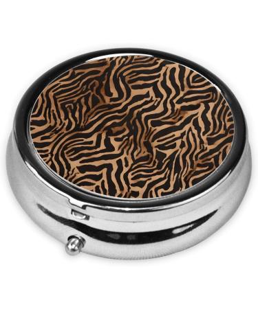 Leopard Print Round Pill Box | 3 Compartment Portable Travel Medicine Organizer | Mini Decorative Purse for Tablets & Vitamins - Buy Online on GoSupps.com