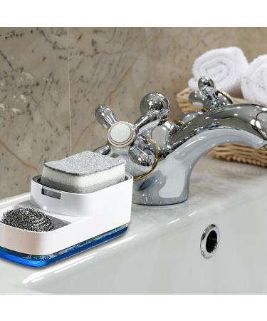 Dish Liquid Dispenser Sponge Holder with Dishwashing Liquid Dispenser for Kitchen Space Saving 2 in 1 Kitchen Accessories for Sponge Wipes Brushes Dishwashing Balls Rags Edorco White - Buy Online on GoSupps.com