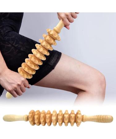 15-Inch Muscle Roll Rod - Wood Massage Tool with 9 Rollers for Deep Tissue Body Sculpting & Therapy - Buy Online on GoSupps.com