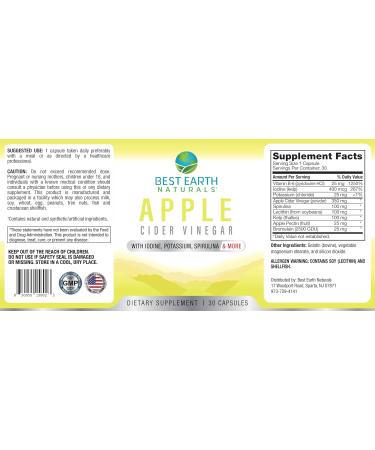 Best Earth Naturals Apple Cider Vinegar Complex with Iodine Potassium Spirulina and More 30 Count - Buy Online on GoSupps.com