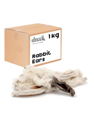 Drool Pet Products 100% Rabbit Ears with Hair | 1 x 1KG 100% Natural Air Dried Rabbit Ear Dog Treat Chews | for Low Fat Healthy Hypoallergenic Grain Free Diets