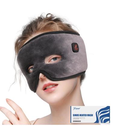 Heated Face Mask for Sinus Pressure Cordless Sinus Mask with 3 Heating Levels 2500mAh Rechargeable Face Heating Pad Sinus Pressure Relief with 15 Minutes Auto-Off(Grey)