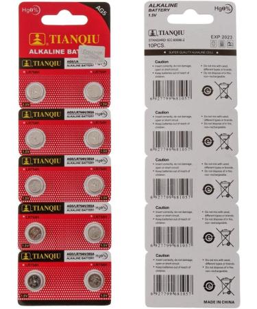 Tianqiu 50x AG5 LR754 393 SR754SW Alkaline Batteries - High-Quality Performance & Long Lasting Power for All Devices | International Shipping Available - Buy Online on GoSupps.com