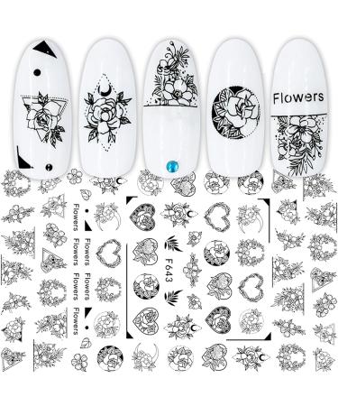 10 Sheets Geometry Nail Art Stickers Decals Self-Adhesive Black Heart Irregular Shaped Nail Supplies Nail Art Design Decoration Accessories - Buy Online on GoSupps.com