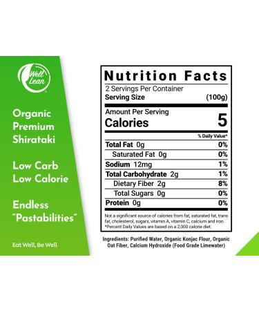 WELL LEAN Organic Fettuccine - Premium Shirataki Konjac Pasta - USDA Organic, Plant Based, Keto Friendly, Zero Net Carb, Non GMO - 6 Pack 57.1 oz - Buy Online on GoSupps.com