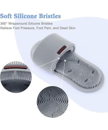 Globalstore Shower Foot Scrubber - Non-Slip Exfoliating Bath Accessory with Soft Silicone Bristles for Clean and Smooth Feet - Grey - Buy Online on GoSupps.com