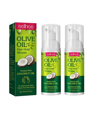 2 Pi ces Mousse Pour Cheveux 60ml Mousse Hydratante Naturelle L'huile D'olive Fixation Longue Dur e Pour Tresses Boucles Perruques Ondulations
