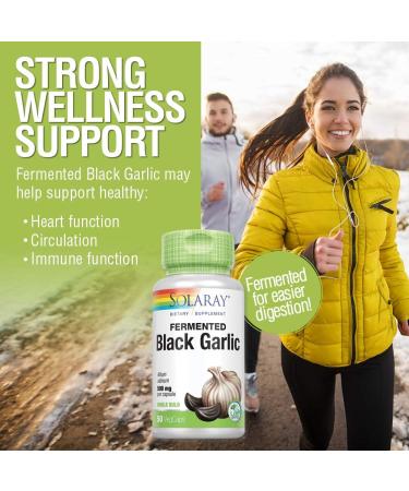 SOLARAY Fermented Black Garlic 500mg - Immune, Circulatory & Cardiovascular Support | 50 VegCaps - Buy Online on GoSupps.com