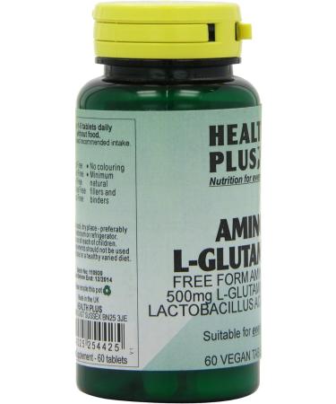 Health Plus Amino L-Glutamine 500mg Supplement - 60 Tablets - Buy Online on GoSupps.com