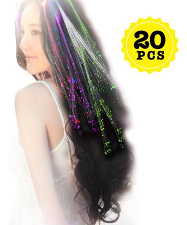 Wiekose 20pcs Multicolor Changing LED Fiber Optic Hair Braid Barrettes - Party Supplies, LED Lights Hair Clip for Bar Dancing - Multicolor Flash Barrettes (20 Pack) - Buy Online on GoSupps.com