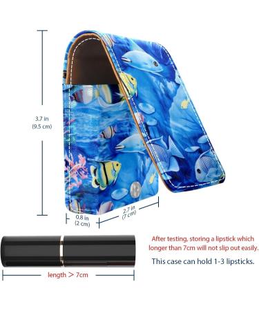 Buy Stylish Leather Lipstick Case | Mini Lip Gloss Organizer with Mirror | Fish in Deep Sea Design | Perfect for Travel - Shop Internationally - Buy Online on GoSupps.com