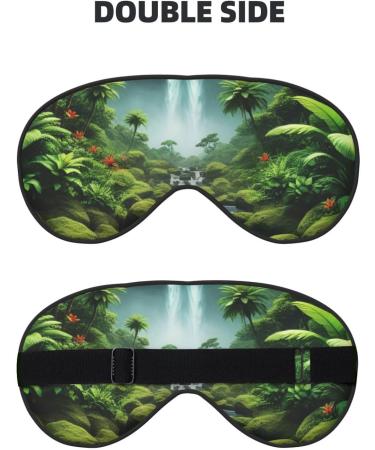 Soft Green Tropical Plants Waterfall Eye Mask | Adjustable Light Blocking Sleep Mask - Breathable & Double-Sided - Buy Online on GoSupps.com